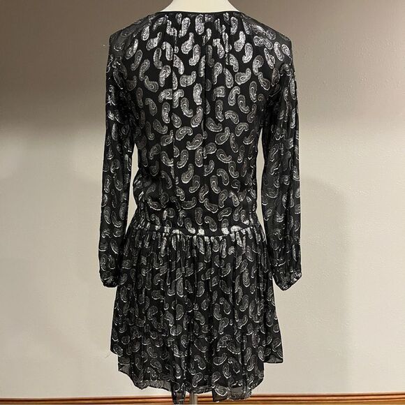 Michael by Michael Kors long sleeve Black Paisley Dress size Extra Small - Picture 8 of 14